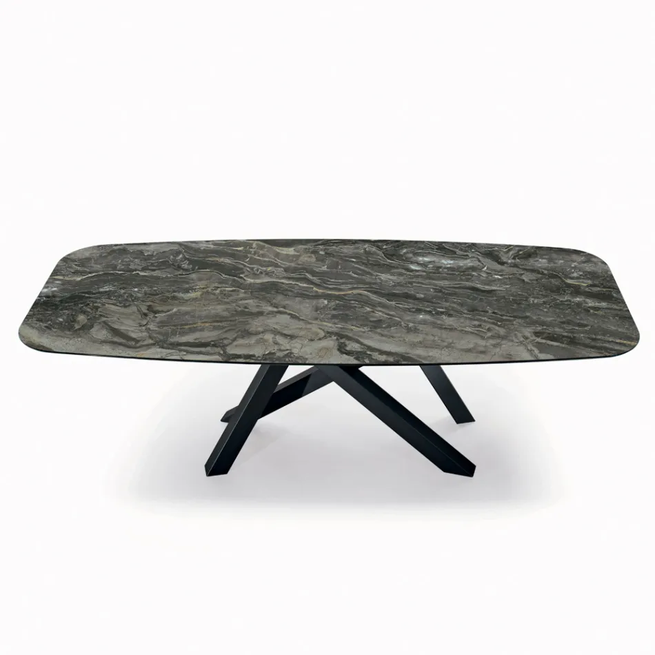 Vaste tafel met tonvormig blad van keramiek Made in Italy - Settimmio Viadurini