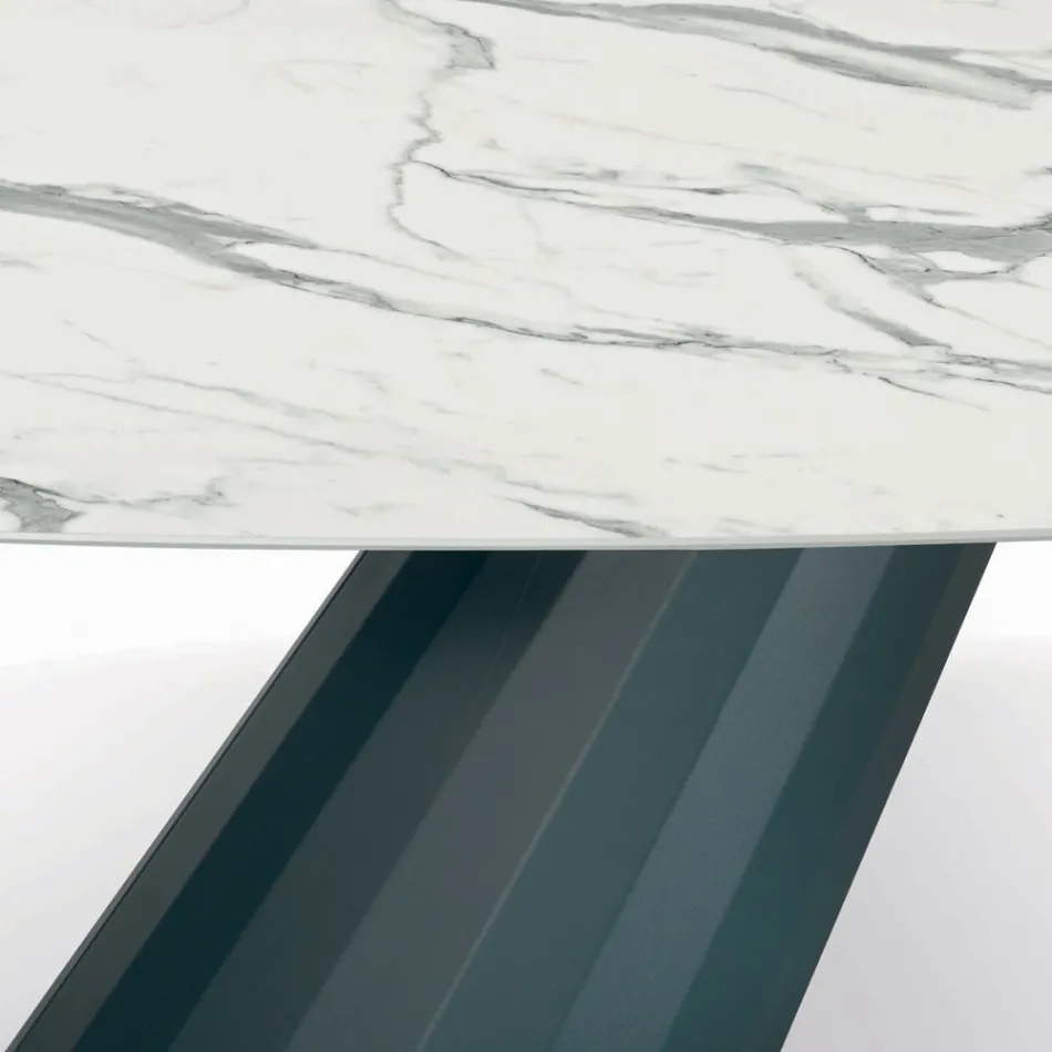 Vaste tafel met tonvormig laminaatblad Made in Italy - Broek Viadurini