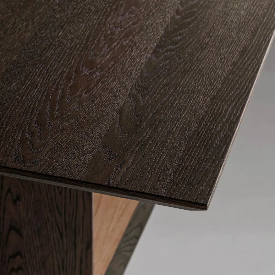 Vaste tafel met afgeschuind blad en tweekleurig onderstel Made in Italy - Jadis Viadurini