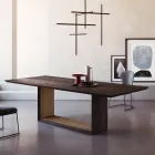 Vaste tafel met afgeschuind blad en tweekleurig onderstel Made in Italy - Jadis Viadurini