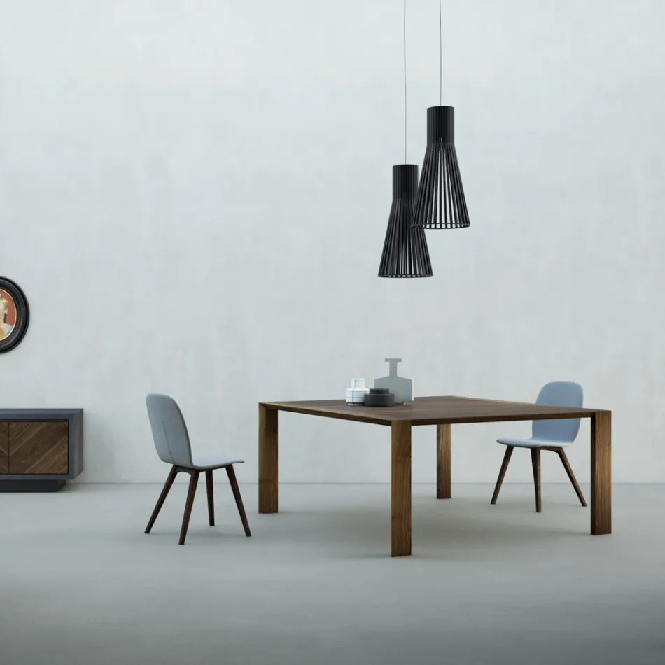 Vaste tafel met afgeschuind blad in Canaletto walnoot Made in Italy - Caspian Viadurini