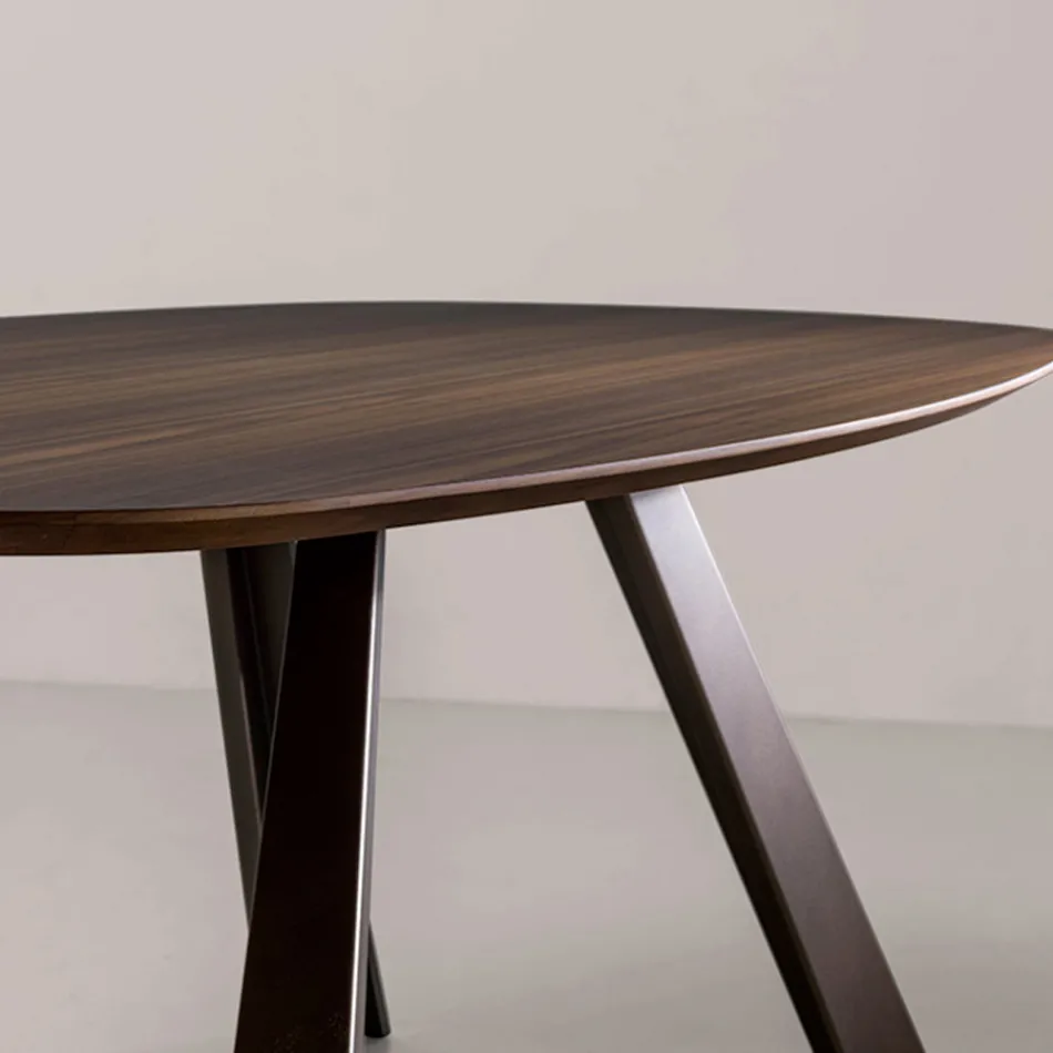 Vaste tafel met elliptisch blad en afgeschuinde rand Made in Italy - Tirian Viadurini