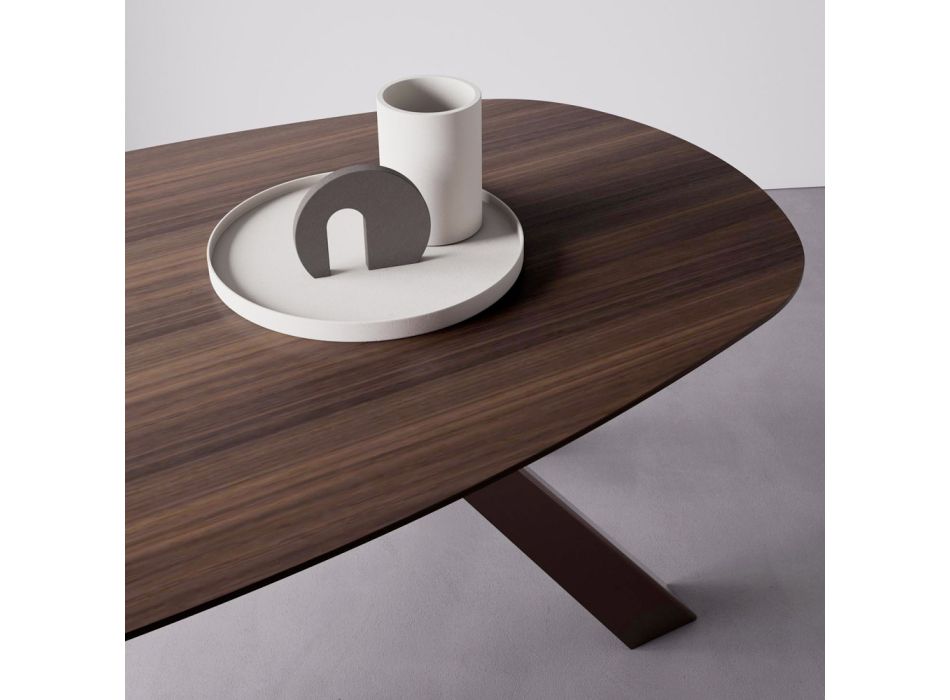 Vaste tafel met elliptisch blad en afgeschuinde rand Made in Italy - Tirian Viadurini