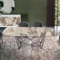 Vaste tafel met keramisch tonblad en stalen onderstel Made in Italy - Ezzellino