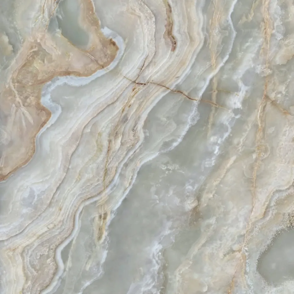 Vaste tafel met gepolijst zilver Onyx keramisch blad Made in Italy - Grotta Viadurini