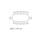 Vaste tafel met tonvormig glazen blad en stalen onderstel Made in Italy - Ezzellino Viadurini