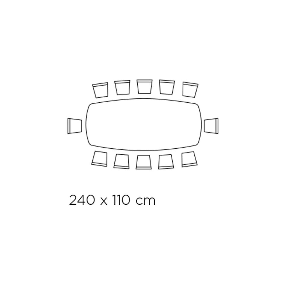 Vaste tafel met tonvormig glazen blad en stalen onderstel Made in Italy - Ezzellino Viadurini