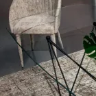 Vaste tafel met tonvormig glazen blad en stalen onderstel Made in Italy - Ezzellino Viadurini