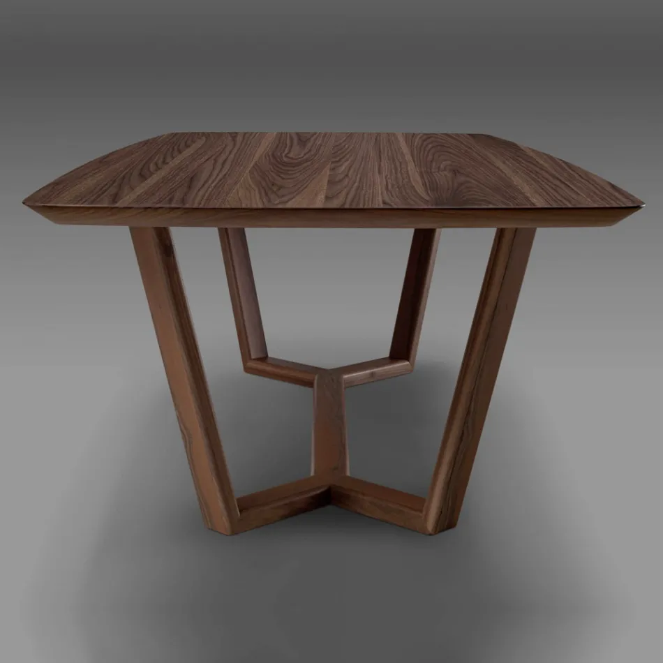 Vaste tafel met gevormd blad en houten onderstel Made in Italy - Digory Viadurini