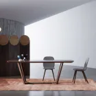 Vaste tafel met gevormd blad en houten onderstel Made in Italy - Digory Viadurini