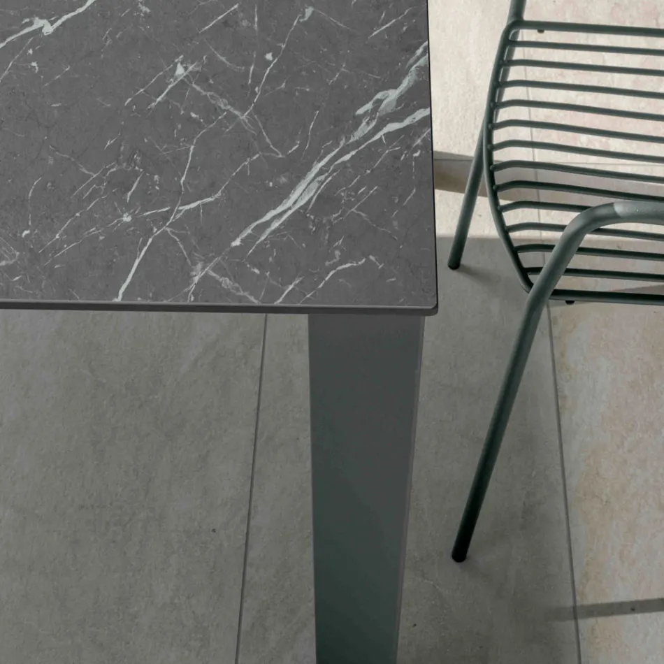 Vaste buitentafel in Hpl Alicante en metalen onderstel Made in Italy - Carl Viadurini