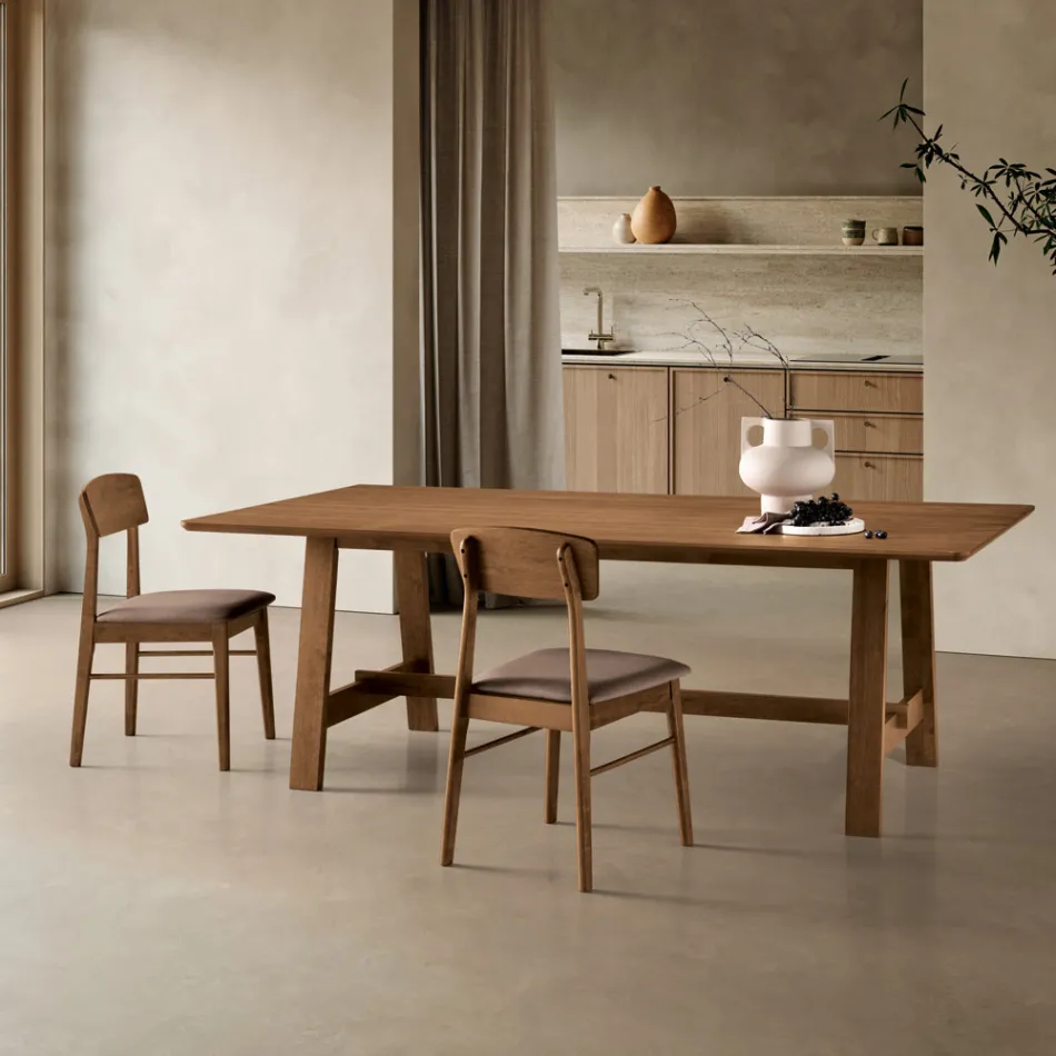 Vaste tafel voor acht personen met MDF-afwerking in twee kleuren - Talia Viadurini