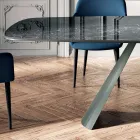 Vaste eettafel met tonvormig blad van keramiek Made in Italy - Bril Viadurini