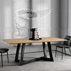 Vaste eettafel met gefineerd houten blad Made in Italy - Tecna Viadurini