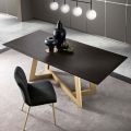 Vaste eettafel met gefineerd houten blad Made in Italy - Tecna