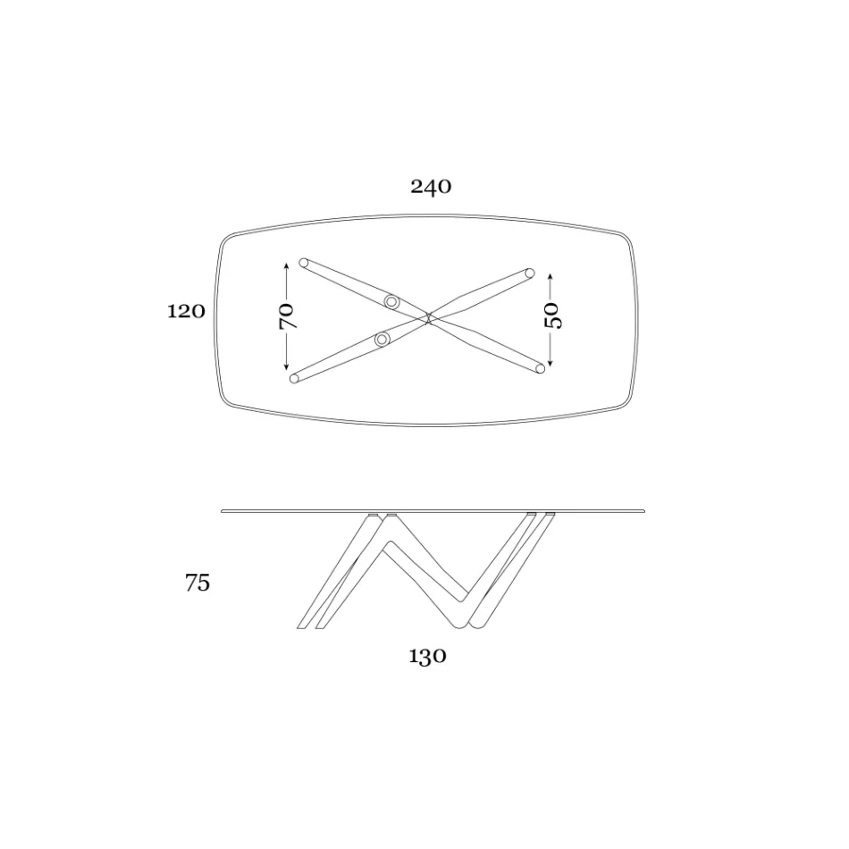 Vaste eettafel van glas en hard polyurethaan, gemaakt in Italië - lavendel Viadurini