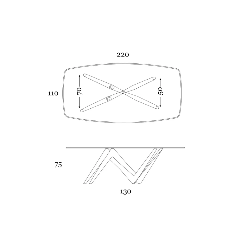 Vaste eettafel van glas en hard polyurethaan, gemaakt in Italië - lavendel Viadurini