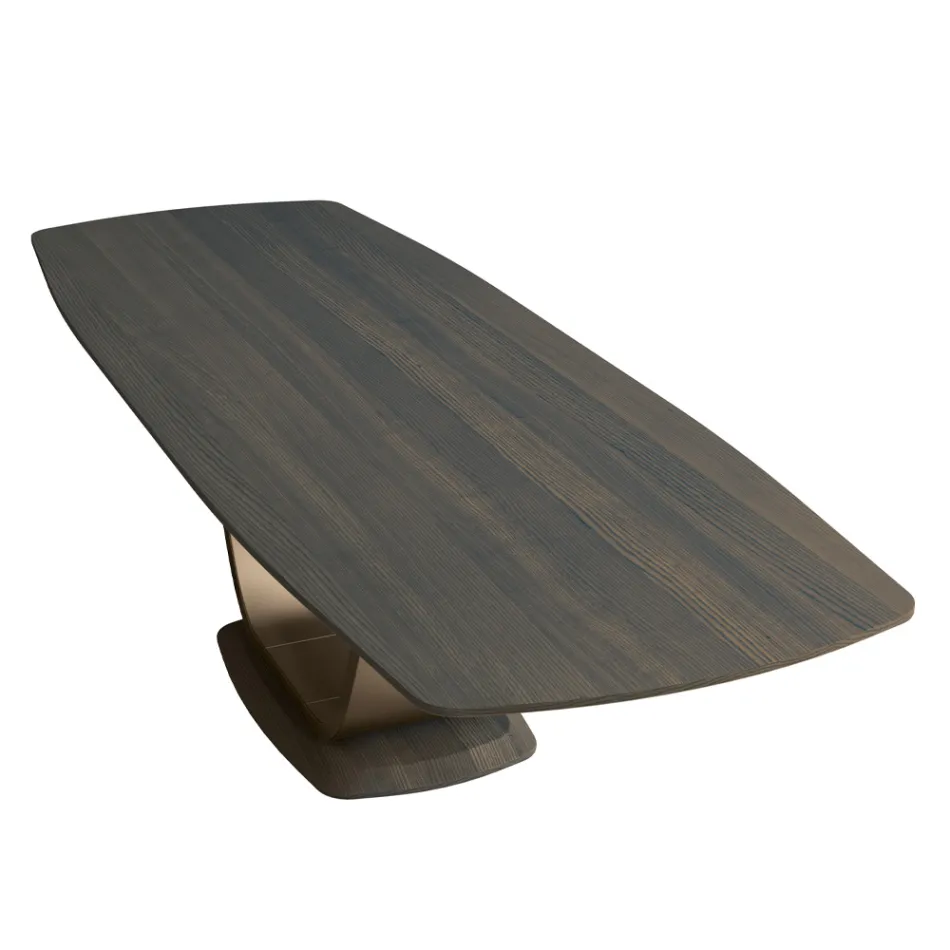 Vaste woonkamertafel in massief hout met centraal voetstuk - Luuk Viadurini