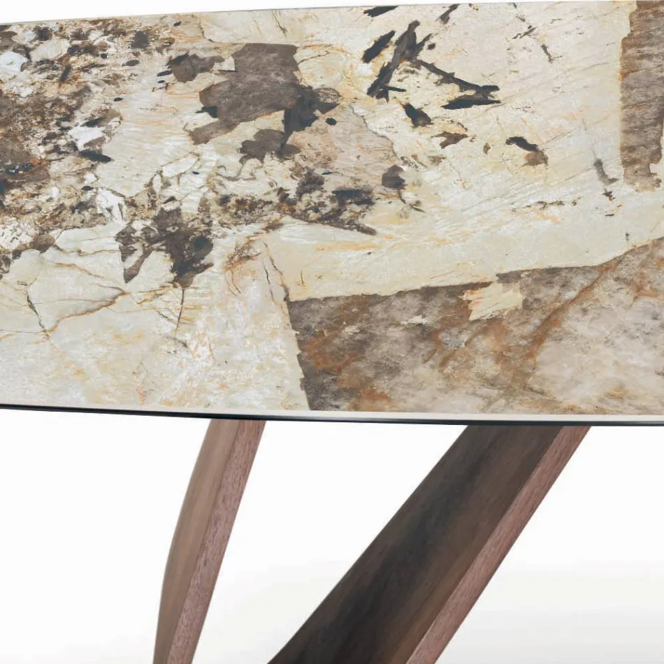 Vaste woonkamertafel met houten onderstel Made in Italy - Equatore Viadurini