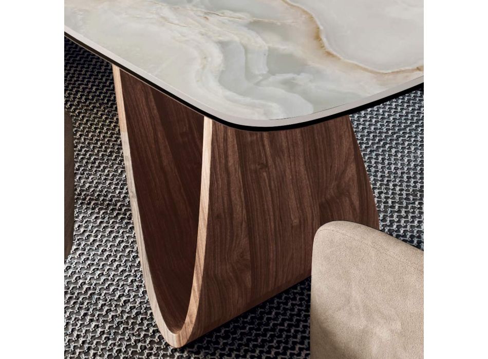 Vaste woonkamertafel met houten onderstel Made in Italy - Equatore Viadurini