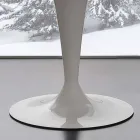elliptische vaste tafel in extra-wit gehard glas en staal Aurora Viadurini