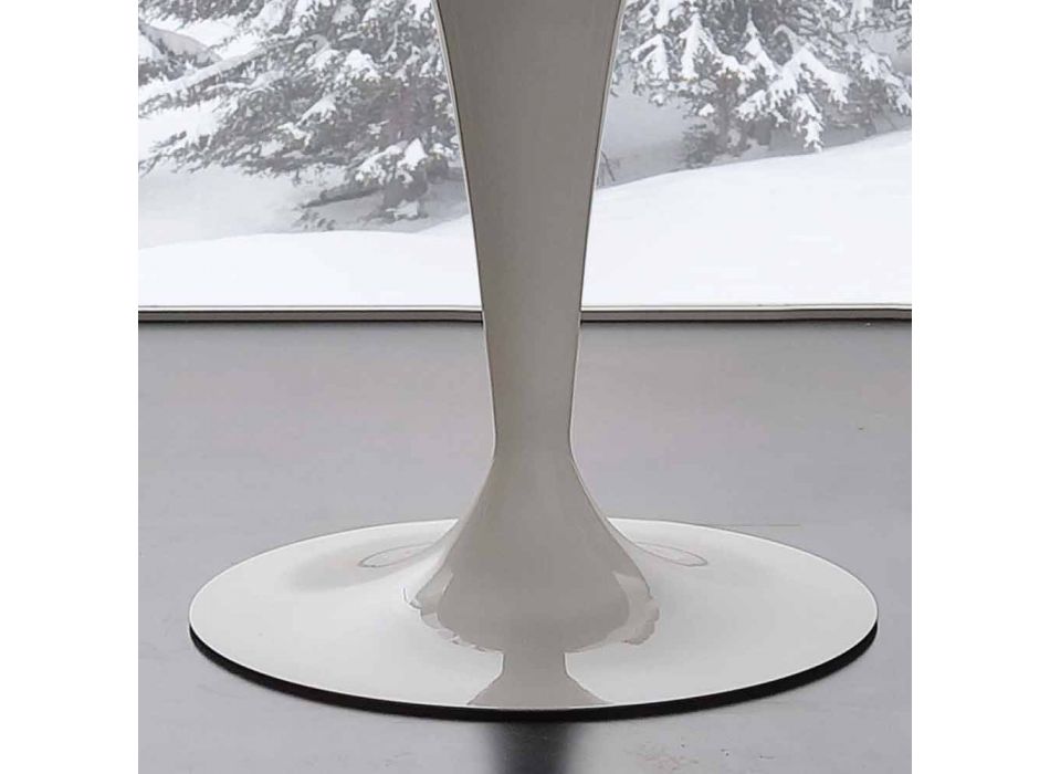 elliptische vaste tafel in extra-wit gehard glas en staal Aurora Viadurini