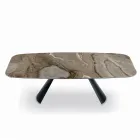 Vaste keramische tafel en onderstel van zwart geverfd staal, gemaakt in Italië - Bril Viadurini