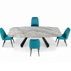 Vaste keramische tafel en onderstel van zwart geverfd staal, gemaakt in Italië - Bril Viadurini