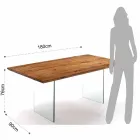 harde massief houten tafel met de benen in Tito gehard glas Viadurini