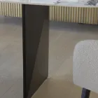 Vaste tafel in metaal en keramisch blad Arabesque glanzend - Eronte Viadurini