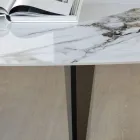 Vaste tafel in metaal en keramisch blad Arabesque glanzend - Eronte Viadurini