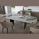 Vaste tafel in metaal en keramisch blad Arabesque glanzend - Eronte Viadurini