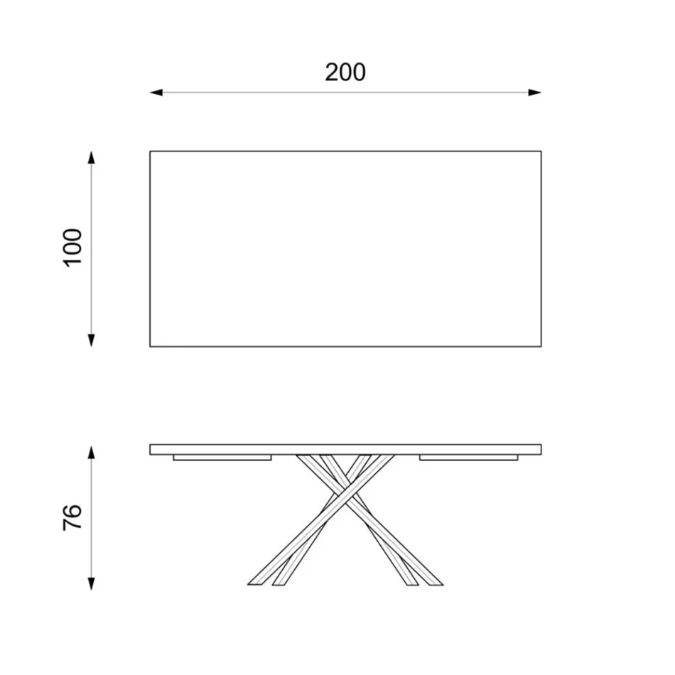 Vaste tafel in eikenfineer en zwart metalen onderstel - Skipper Viadurini