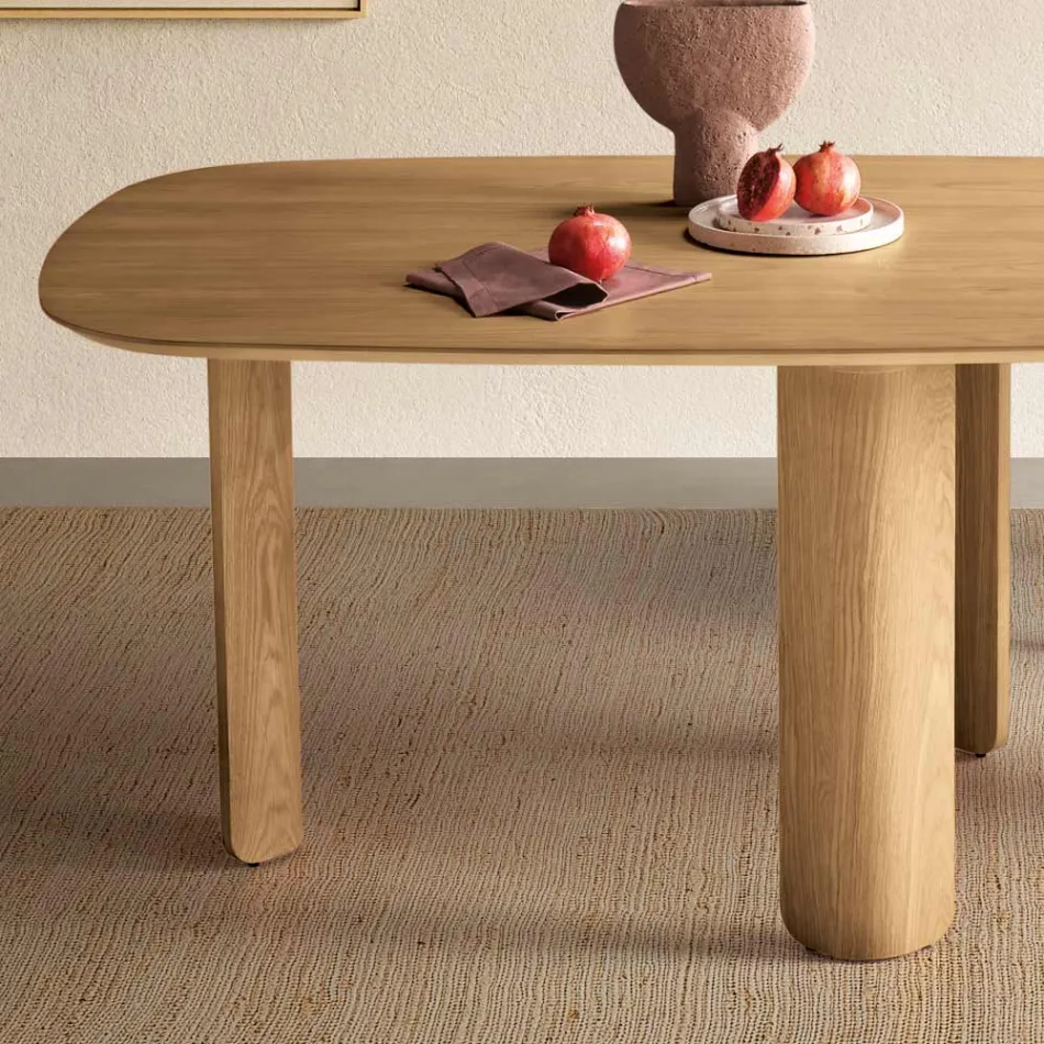 Vaste tafel in drie kleuren met houtlook en twee maten - Musa Viadurini