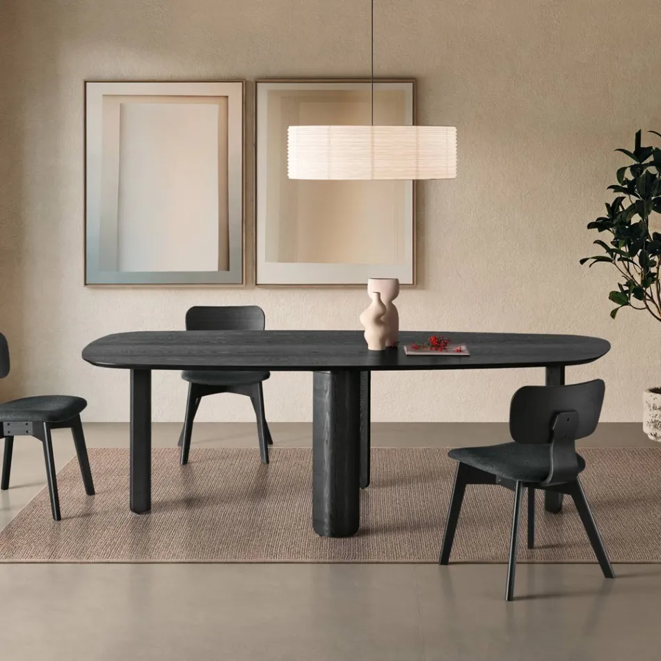 Vaste tafel in drie kleuren met houtlook en twee maten - Musa Viadurini