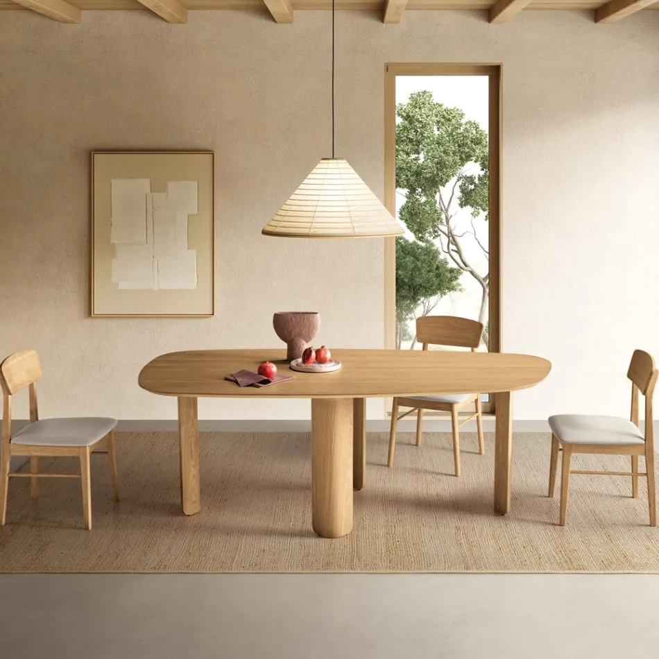 Vaste tafel in drie kleuren met houtlook en twee maten - Musa Viadurini