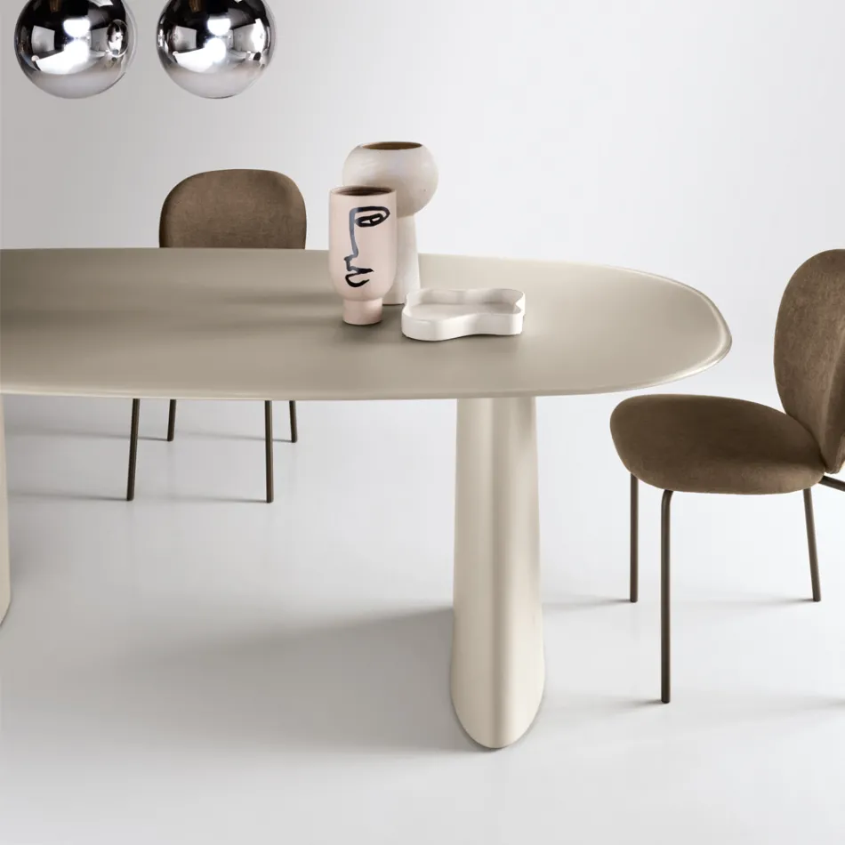 Vaste tafel voor tien personen met glazen blad en MDF-onderstel - Venia Viadurini