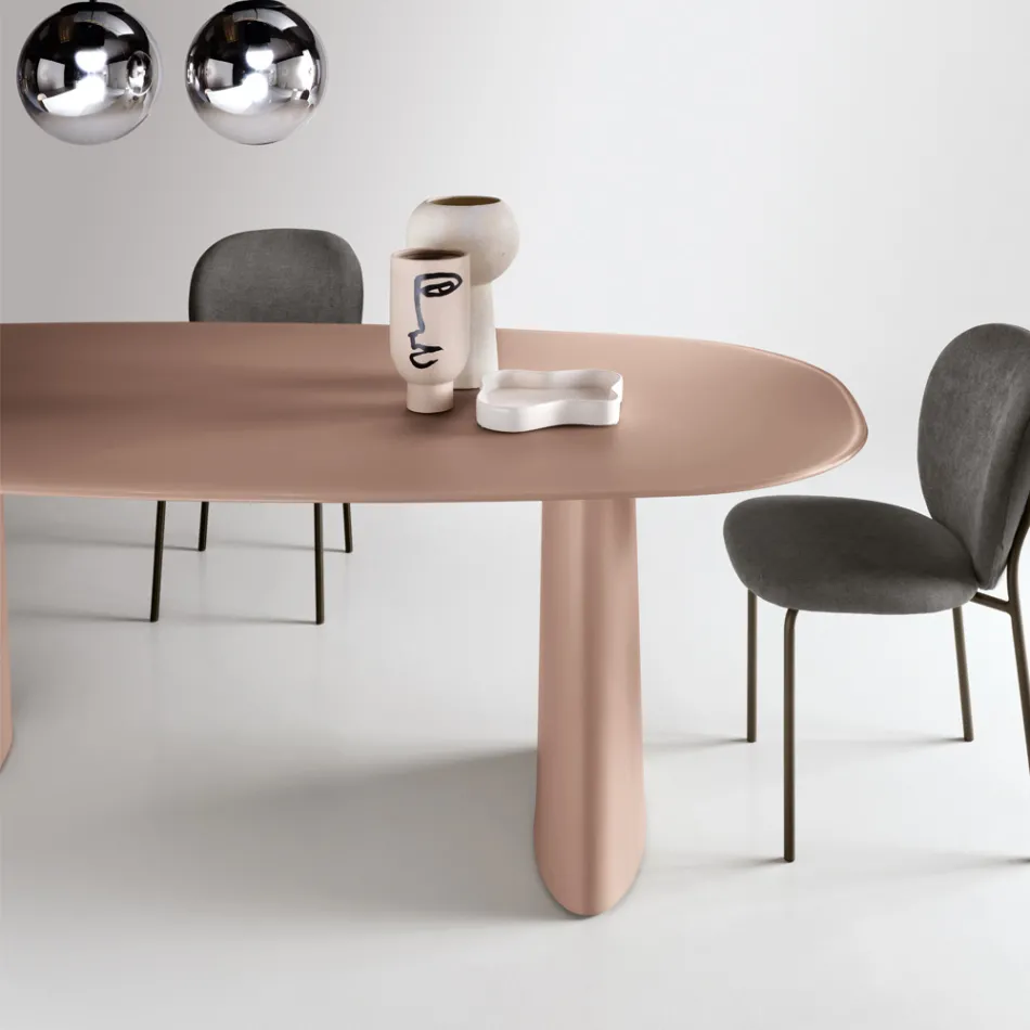 Vaste tafel voor tien personen met glazen blad en MDF-onderstel - Venia Viadurini