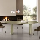 Vaste tafel voor tien personen met glazen blad en MDF-onderstel - Venia Viadurini