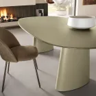 Vaste tafel voor tien personen met glazen blad en MDF-onderstel - Venia Viadurini