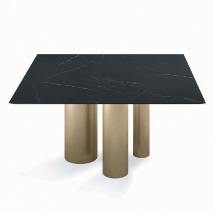 Vaste vierkante tafel in laminaat en staal Made in Italy - Schaar Viadurini