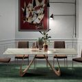 Vaste rechthoekige tafel met houten onderstel Made in Italy - Equatore