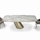 Vaste rechthoekige tafel van staal en keramiek Made in Italy - Broek Viadurini