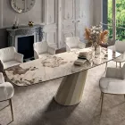 Vaste rechthoekige tafel van staal en keramiek Made in Italy - Broek Viadurini