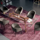 Vaste rechthoekige tafel van extra helder glas en as, gemaakt in Italië - Noord Viadurini