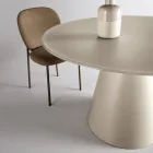 Vaste ronde tafel voor vier personen met MDF-onderstel en mat glas - Lumen Viadurini