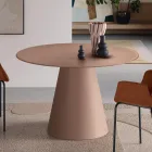 Vaste ronde tafel voor vier personen met MDF-onderstel en mat glas - Lumen Viadurini