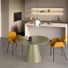 Vaste ronde tafel voor vier personen met MDF-onderstel en mat glas - Lumen Viadurini