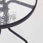 Tuin stalen tafel met ronde glazen blad Elegant Design - Purizia Viadurini