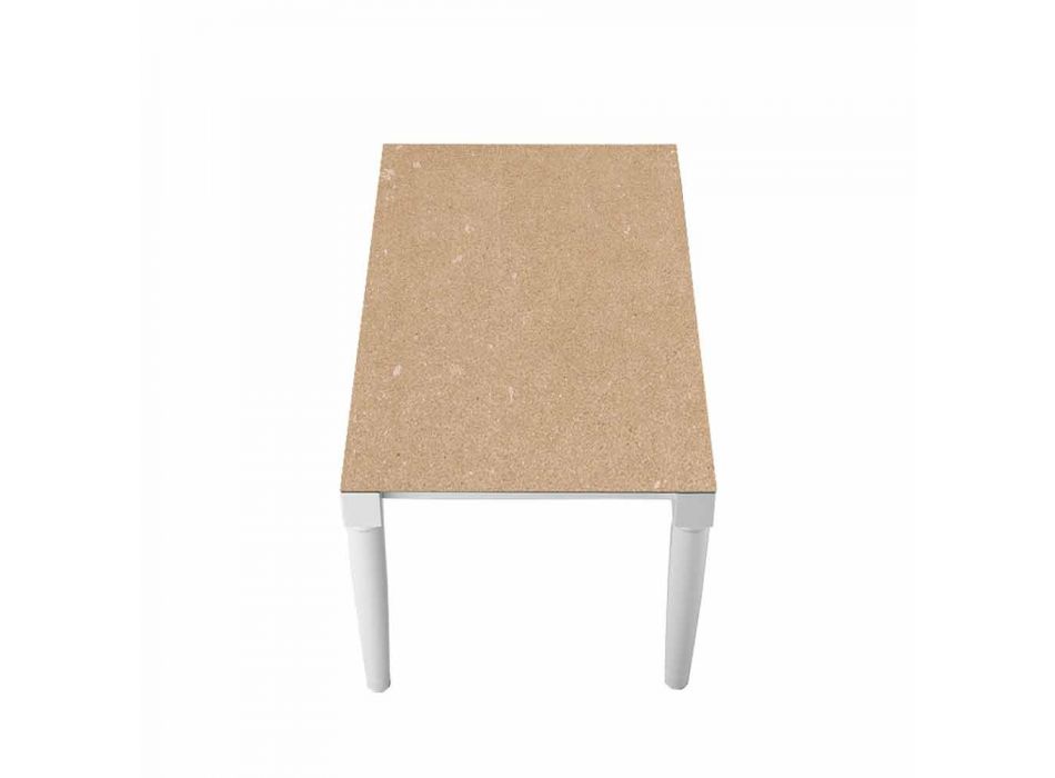 6-zits design keramische tafel en witte houten poten - Claudiano